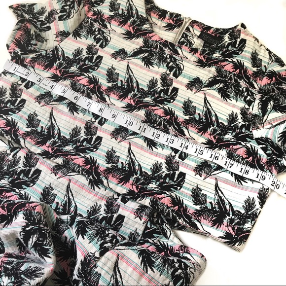TOPSHOP Tropical Leaf Crop Overlay Skater Dress - Picture 7 of 9
